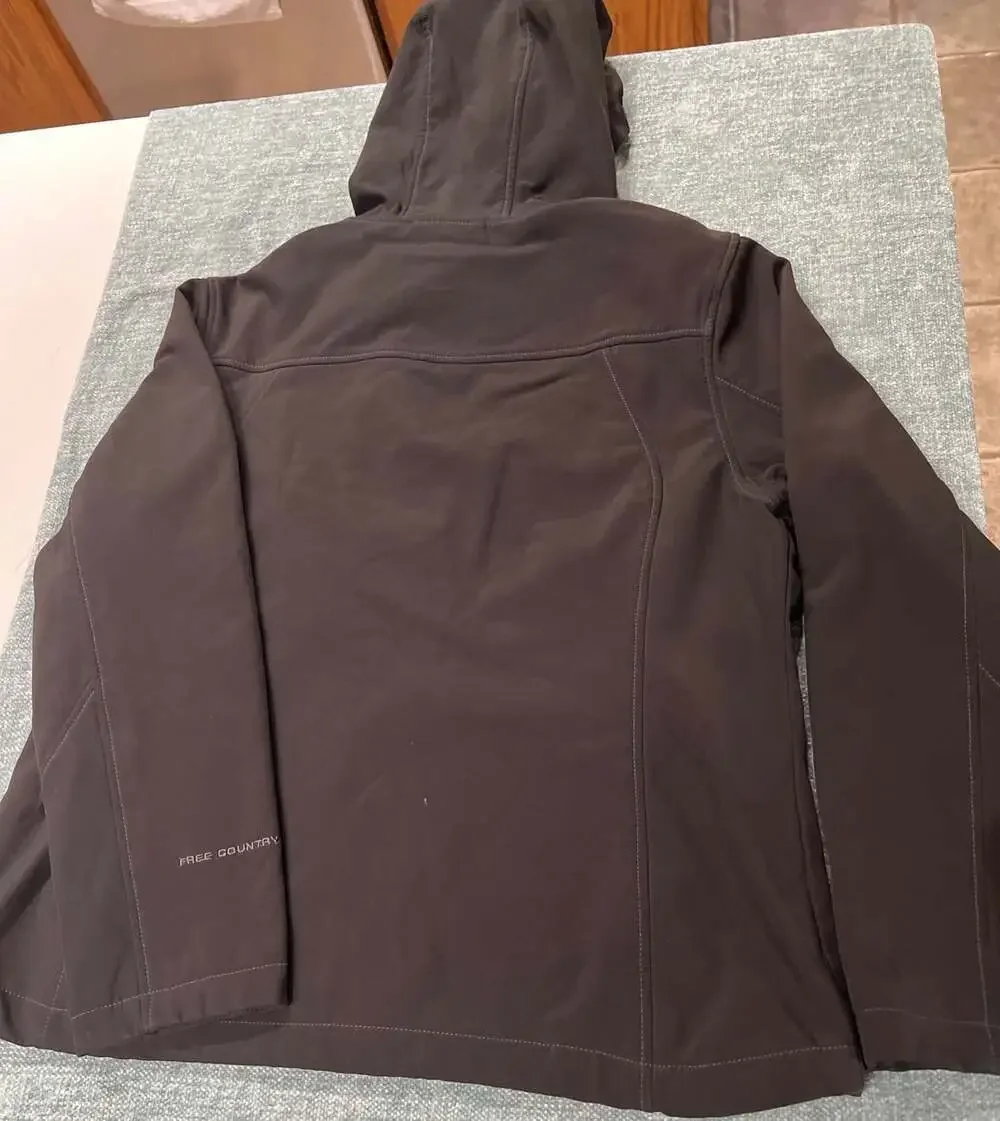 Free Country Women's Black Softshell Hooded Fleece Lined Jacket Size Large